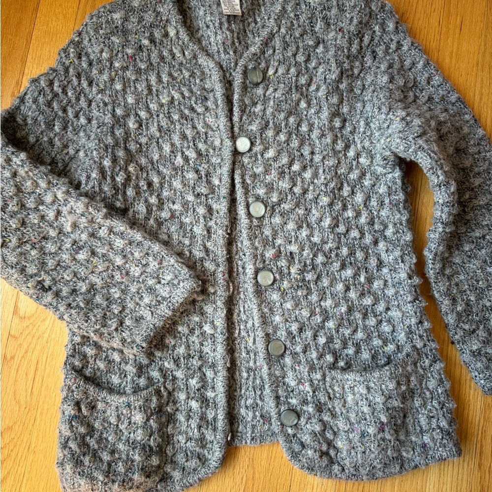 Vintage woman’s grunge nubby chunky wool blend cardigan S